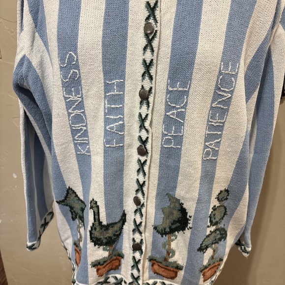 Quacker Factory Sweaters - Quacker Factory Topiary Peace Faith Kind Embroidered Cardigan Sweater Size 3X